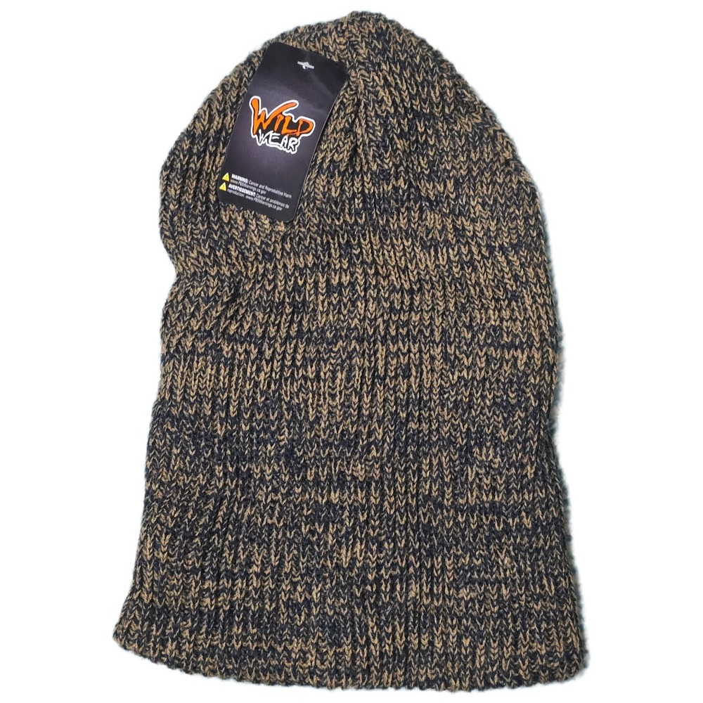WILD WEAR Mens Acrylic Knit Beanie Hat One Size Fits Most Brown Black (AB)